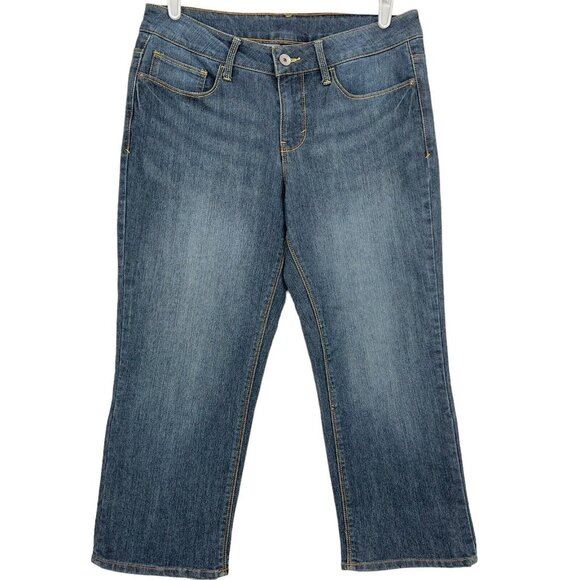 Faded Glory Women's Cropped Jeans Size 10 Straight Leg Mid Rise Stretch Blue - Picture 1 of 9